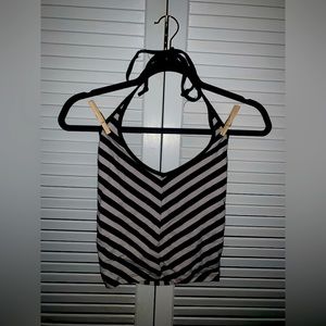 Black and white striped halter top